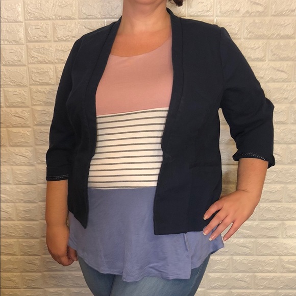 Pink, white, grey blue striped color blocked tank - Picture 4 of 4